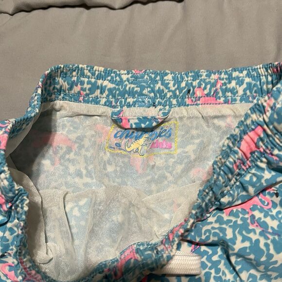 Chubbies Boys Blue Pink Flamingo Printed Swim Trunks Youth Size Small 8/9 - Picture 4 of 8